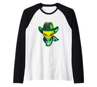 Cool Alien Cowboy Hat Men Western Costume Raglan Baseball Tee