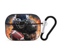 Cool American Football AirPod Pro Case, Anti Scratch Hard PC Cover with Keychain, AirPod Pro 2nd/1st Case Accessories for Women Men, Black-Style