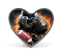 Cool American Football Badges Heart with Button Design, Personalized Picture Pin Brooches, Heart Badge Holders for Decorate Hat Shirt Clothing Bag Accessories