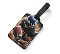 Cool American Football Luggage Tag for Suitcase - PU Leather Suitcase Tags with Name ID Card & Adjustable Strap, Durable Scratch-Resistant Travel Bag Tag for Backpacks Gym Bags
