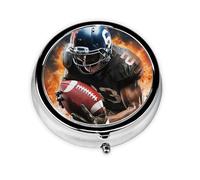 Cool American Football Pill Box with Mirror, 3 Compartment Small Pill Case for Purse Or Pocket Mini Metal Pill Holder Travel Weekly Medicine Tablet Vitamin Holder Organizer Travel Gifts