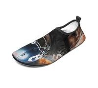 Cool American Football Water Shoes for Men Women, Lightweight Stretch Swim Shoes with Anti-Slip Rubber Sole, Quick-Dry Aqua Socks for Pool, Beach, Surfing, Style, 8 Women/8 Men
