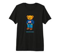 Cool American Teddy Bear with Comic Pop Art Illustration Premium T-Shirt