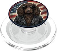 Cool American Water Spaniel Dog Sunglasses USA Flag PopSockets PopGrip for MagSafe