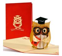 Cool and Unique 3D Pop Up Congratulations Card on Passing the Exams, Bachelor's or Master's Degree, Doctorate, Humorous Birthday Card for Nerd, Hipster, Graduation Card, Wise Owl, Graduation Cap, C16
