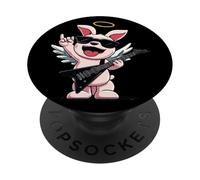 Cool Angel Bunny Rock Music Cartoon Style Design PopSockets Adhesive PopGrip