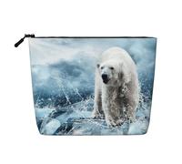 Cool Animal White Polar Bear Multi Functional Single-Layer Linen Makeup Bag - Fashionable and Practical Cosmetic Storage Bag