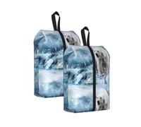 Cool Animal White Polar Bear Print Waterproof Shoe Bag Travel Bag with Carry Strap Storage Bag Versatile Cosmetic Bag-2pcs