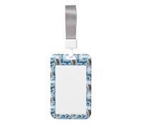 Cool Animal White Polar Bear Printed Id Badge Holder with Neck Strap Vertical Waterproof Name Card Holder for Office School