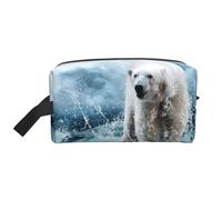 Cool Animal White Polar Bear Printed Travel Organizer Bag, High Density Storage Case with Protective Foam for Electronics
