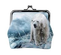 Cool Animal White Polar Bear Printing Lightweight Coin Purse, Minimalist Wallet for Coffee Runs and Local Outings