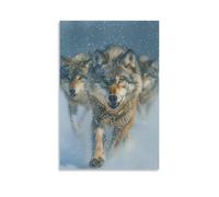 Cool Animals Snowfield Wolf Running Poster Canvas Art Wall Decor Posters & Prints Paintings for Bedroom Living Room Decor for Mens Women Framed Unframed 12x18inch(30x45cm)
