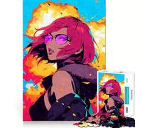 Cool Anime Girl Explosion Puzzles for Adults 1000 Puzzles Pastime Game, Smooth Connection, Home Play, (38x26cm)