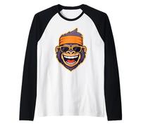 Cool Ape Gorilla Head Funky Monkey Retro Bandana Chimps Raglan Baseball Tee