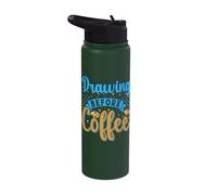 Cool Artist Drawing Before Coffee Drawing Stainless Steel Insulated Water Bottle