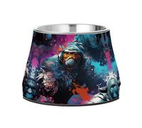 Cool Artwork Gorilla Pet Bowl Non Slip Anti Skid Dog Bowls Stainless Steel Stackable Food Puppy Bowl Dishes