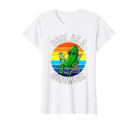Cool As A Cucumber. Funny Chill Vacation Retro Sunset Humor Value Graphic T-Shirt, Women, White, S