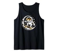 Cool Astronaut Frog Skateboarding on the Moon Fun Space Frog Tank Top