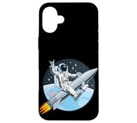 Cool Astronaut Riding a Launch Rocket Illustration Case for iPhone 16 Plus