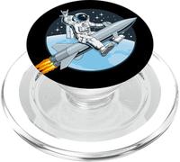 Cool Astronaut Riding a Launch Rocket Illustration PopSockets PopGrip for MagSafe