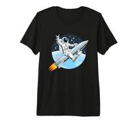 Cool Astronaut Riding a Launch Rocket Illustration Premium T-Shirt