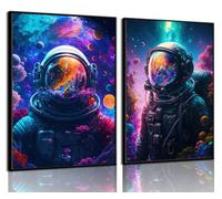 Cool Astronaut Wall Art Abstract Funny Spaceman in the Ocean Poster Picture Colorful Fantastic Universe Space Painting Prints Surrealism Planets Cosmos Artwork For Boys Bedroom Canvas Decor Unframed