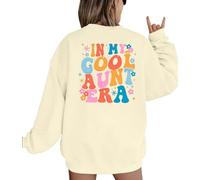 Cool Aunt Sweatshirt Auntie Crewneck Sweatshirts In My Cool Auntie Era Pullover Oversized Long Sleeve Aunt Shirt, Apricot, Medium
