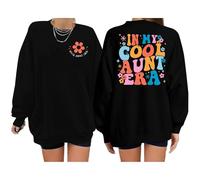 Cool Aunt Sweatshirt Auntie Crewneck Sweatshirts In My Cool Auntie Pullover Oversized Long Sleeve Aunt Shirt Women Long Pullover Sweater (Black, XL)