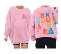 Cool Aunt Sweatshirt Auntie Crewneck Sweatshirts In My Pullover Oversized Long Sleeve Shirt Cute Women Zip Up Jackets Business Causual Shirts For See Thru Nursing Breastfeeding Plus Size Tshirts Pink