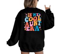 Cool Aunt Sweatshirt Auntie Sweatshirts: In My Cool Aunt Era Crewneck Pullover Tops Aunt Gifts Long Sleeve Shirt, Black, Medium