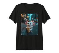 Cool Axolotl Drinking Iced Coffee in City Night Premium T-Shirt