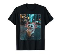 Cool Axolotl Drinking Iced Coffee in City Night T-Shirt