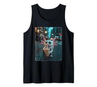 Cool Axolotl Drinking Iced Coffee in City Night Tank Top