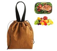 Cool Bag 9L Foldable Lunch Bag Lunch Bag Insulated Lunch Bag Cute Carry Bag with Drawstring Small Bento Boxes Lightweight Lunch Pack for Office Picnic School On the Go Camping (Caramel)