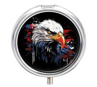 Cool Bald Eagle Pill Box 3 Compartment Small Portable Medicine Case Pill Organizer for Pocket Purse