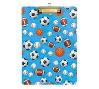 Cool Balls Blue Acrylic Clipboard Cute Clip Boards Hardboard Clipboards Standard Size with Low Profile Metal Clip for Students, Women, Man