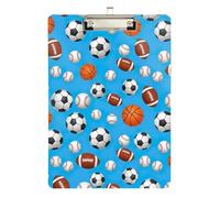 Cool Balls Blue Clipboard Acrylics Writing Board Paperboard Chic Design Clipboards with Low Profile Metal Clip for Students, Women, Man