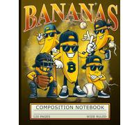 Cool Bananas with Sunglasses Baseball Composition Notebook: Funny Sports Theme Wide Ruled Writing Book for Students and Kids