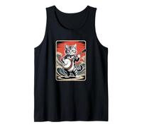Cool Banjo Musician Cat Graphic Tee for Bluegrass Folk Fans Tank Top