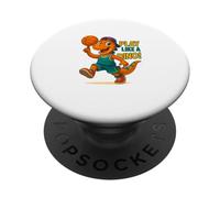 Cool Basketball Dinosaur Player Funny Sports Dino Slam Dunk PopSockets Adhesive PopGrip