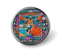 Cool basketball theme Lapel Pin for Men Cool Basketball Theme Fashion Brooch Pin -Cute Enamel Badges, Aluminum Alloy Metal Pinback for Hats, Shirts, Bags, Jackets & Accessories (1 Inch Round Button Pi