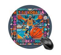 Cool Basketball Theme Round Mouse Pad with Non-Slip Rubber Base Mousepad Portable Mouse Mat Office Accessory for Gamers, Office Workers