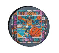 Cool Basketball Theme Spare Tire Cover, 32inch Oxford Wheel Protector Travel Accessories, Waterproof Dustproof Wheel Tire Covers for RV Jeep SUV Camper Truck
