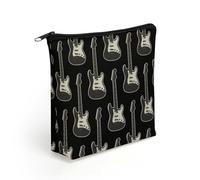 Cool Bass Guitar Travel Makeup Bag Toiletry Cosmetic Pouch Aesthetic Organizer Pencil Case Pen Holder 8.3 X 7.5 Inch