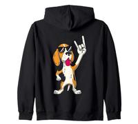 Cool Beagle Dog Rock and Roll Funny Pet Lover Design Zip Hoodie