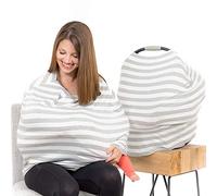 Cool Beans Baby Stretchy Car Seat Canopy - 5 in 1 Multi-use Cover for Infant Boys and Girls (Grey and White)