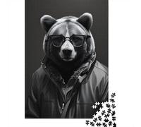 Cool Bear Bnw Puzzle 1000 Pieces, Animal Lover Jigsaw, Calm Screen Free Activity, 38x26cm/1000pcs