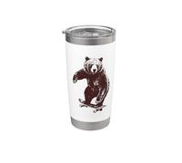 Cool Bear Riding Skateboard Skateboarding Stainless Steel Insulated Tumbler
