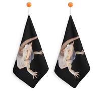 Cool Bearded Dragon Lizards Square Hand Towels for Bathroom Hanging Quick Dry Kitchen Face Bath Towel Set 2PCS