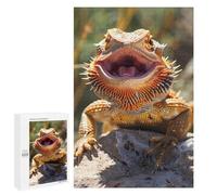 Cool Bearded Dragon Lizards Wooden Puzzles for Adults 1000 PCS Jigsaw Puzzles Unique Puzzle for Family Women Men